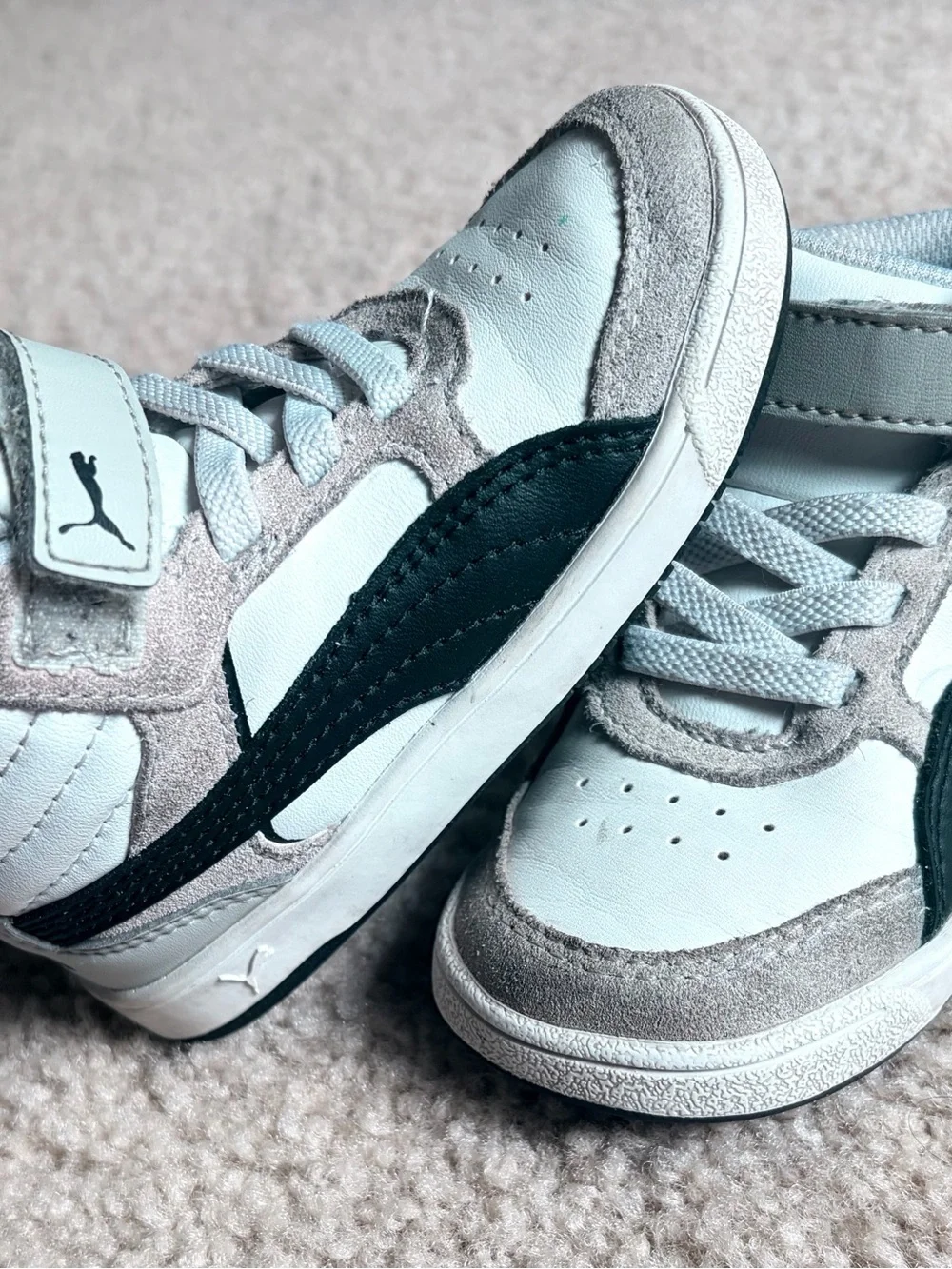 Puma Kids White, Black & Gray High-Top Sneakers